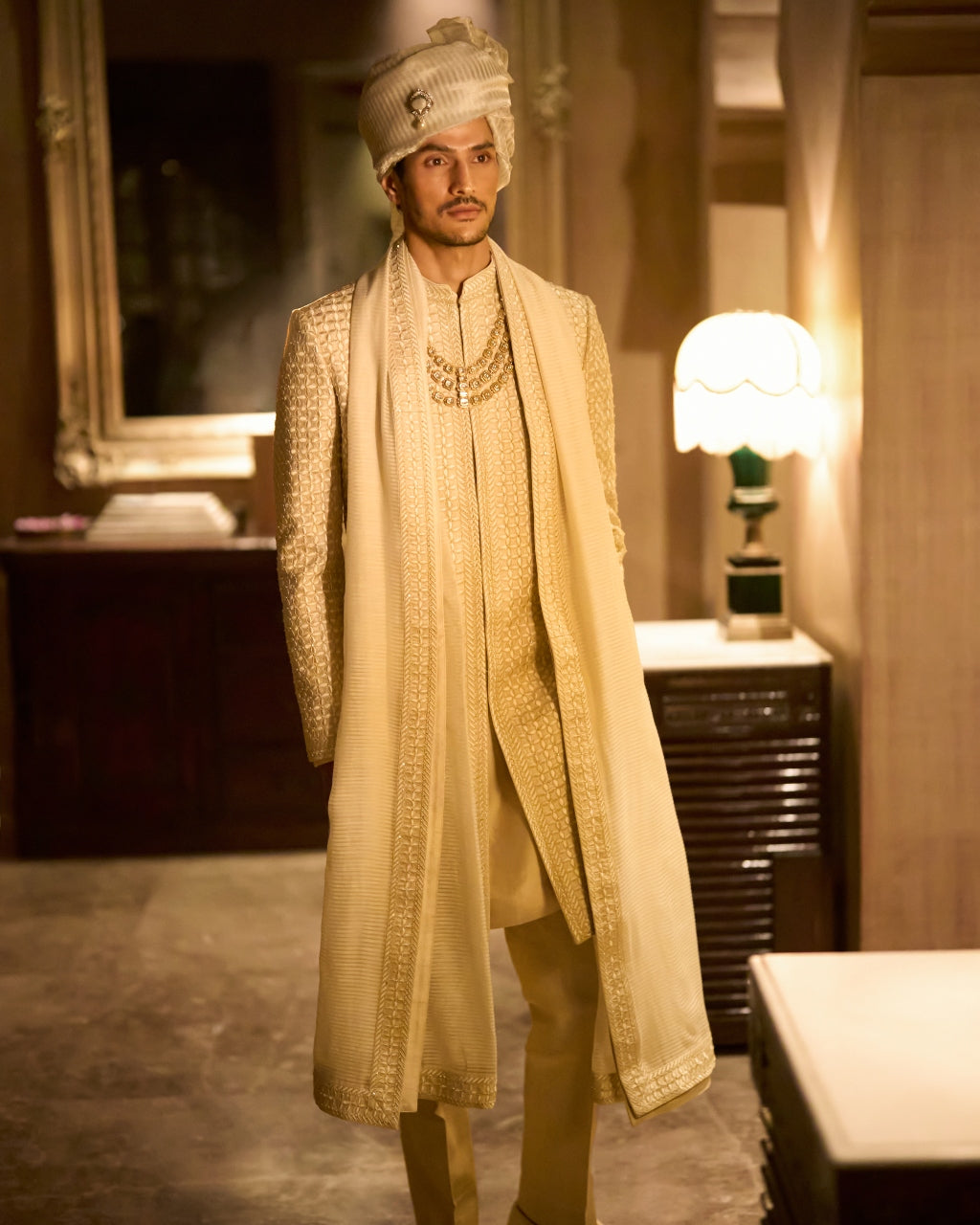 Ivory Nude Sherwani Set By KYNAH, Luxury Indian Fashion & Bridal Wear