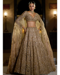 Nude Antique Gold Lehenga Set By KYNAH, Luxury Indian Fashion & Bridal Wear