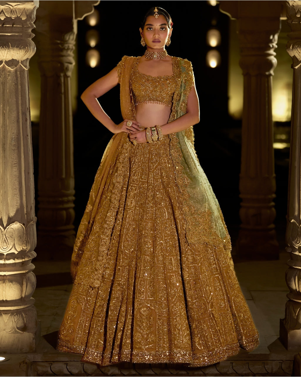 Antique Gold Lehenga Set By KYNAH, Luxury Indian Fashion & Bridal Wear