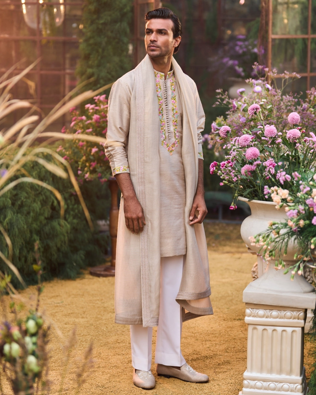Greige Kurta Set By KYNAH, Luxury Indian Fashion & Bridal Wear