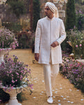 Ivory Geometric Sherwani Set By KYNAH, Luxury Indian Fashion & Bridal Wear