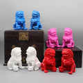 Pair of Resin Lion Statuettes