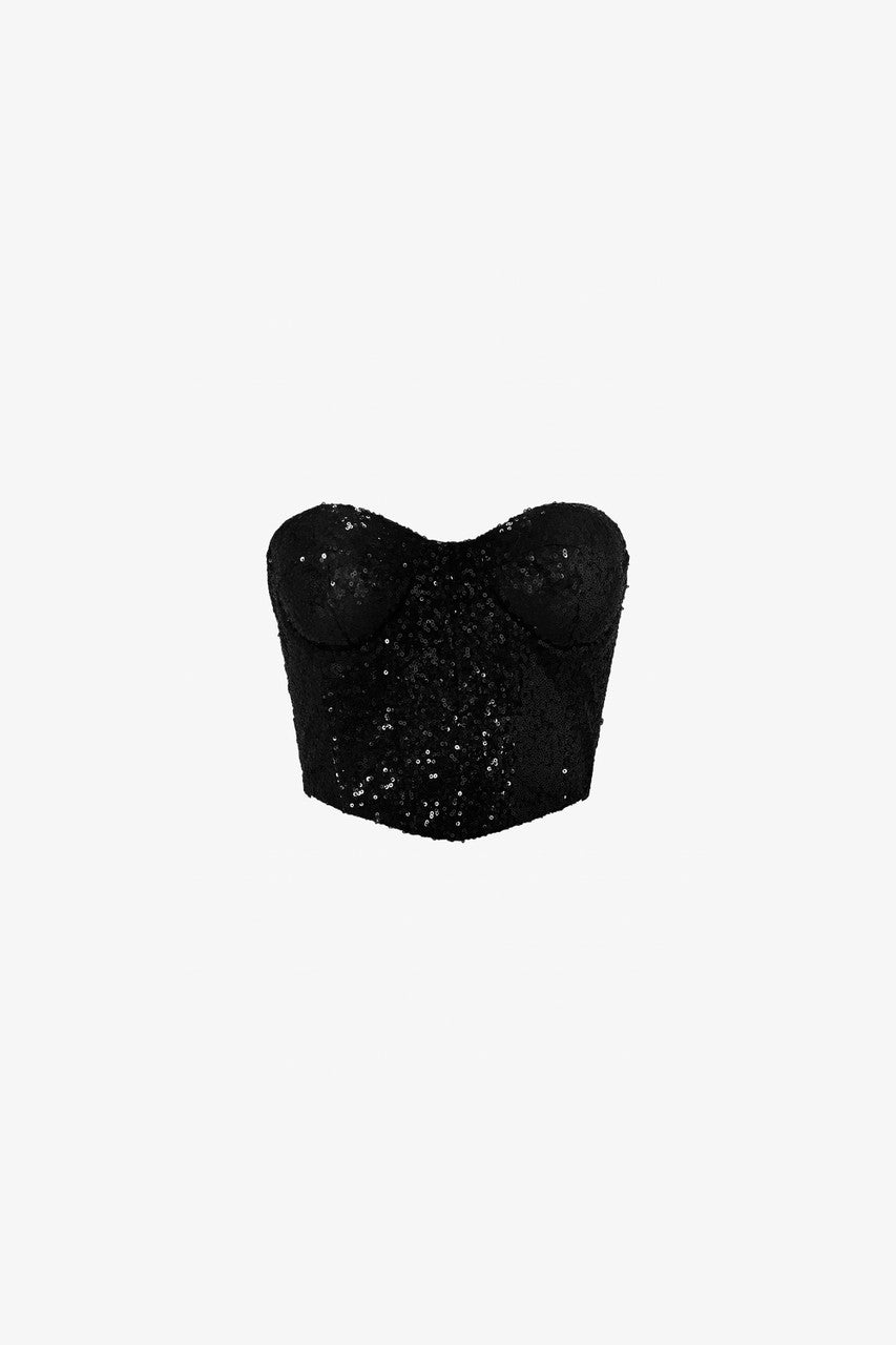 Bustier-top Sequin Embroidered