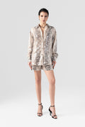 Dominatrix Sequin Shirt and Snakeskin Short Pants Set