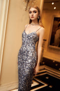 Glitterati Sequin Spaghetti Strap Gown