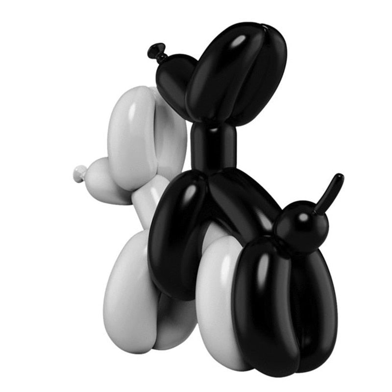 ArtZ® Balloon Dog Getting Busy Sculpture - Black & White / 26x13x25CM