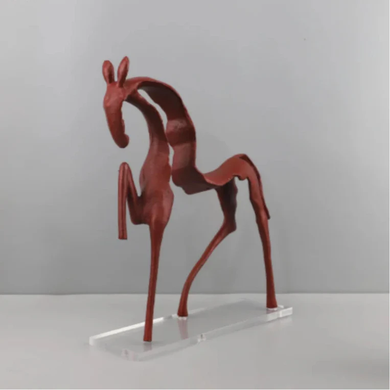 ArtZ® Hollow Hooves Horse Sculpture - Red With Base