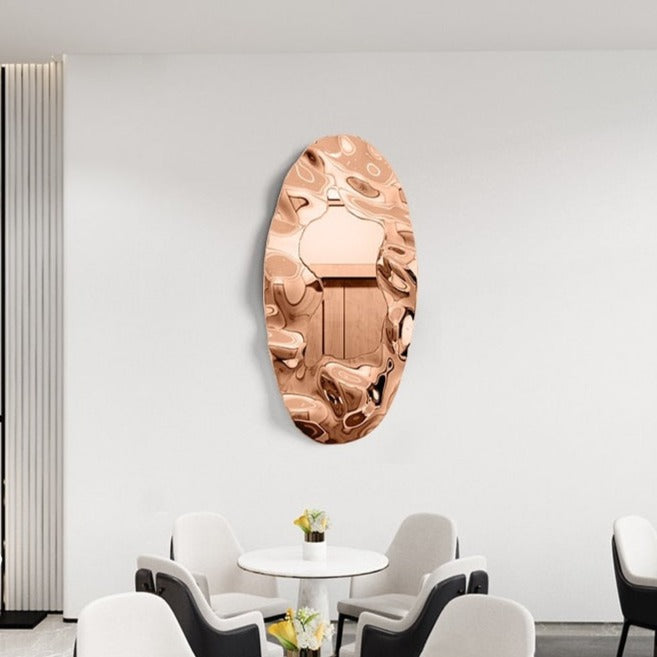 ArtZ® Stainless Steel Oval Mirror - Rose Gold 20 inch by 39 inch (50 cm by 100 cm)