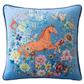 Bluegrass Gallop Velvet Floral Horse Throw Pillow