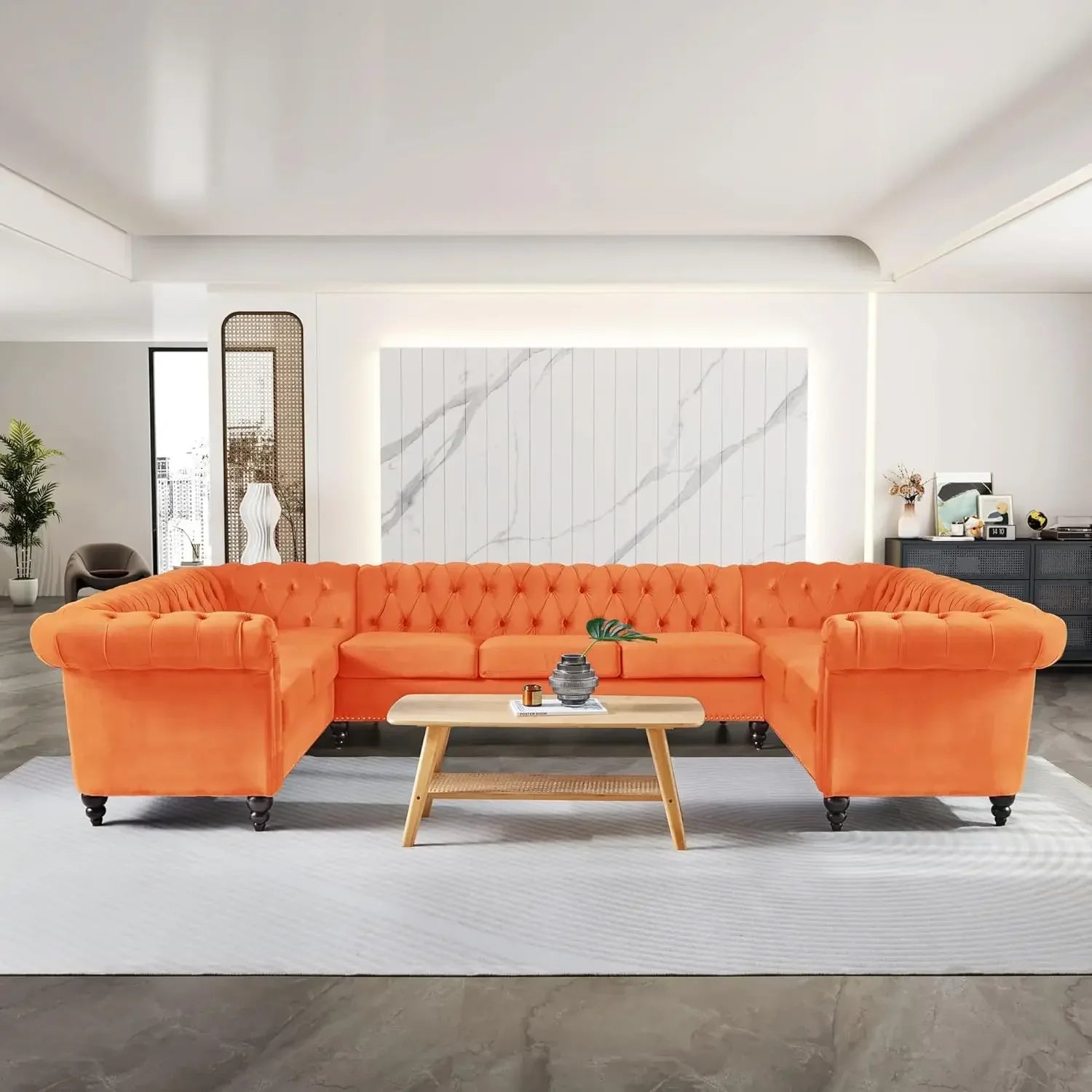 ArtZ® Luxe Sofa - Orange Velvet