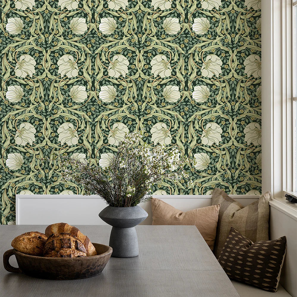 Green Floral Leaves Wallpaper