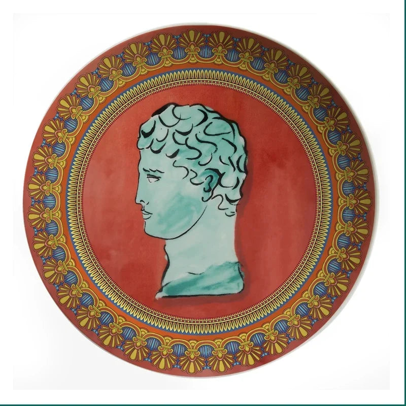 Poseidon's Journey Terracotta & Gold Classical Bust Decorative Ceramic Plate
