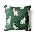 Green and White Staffordshire Dog Decorative Throw Pillow Cover
