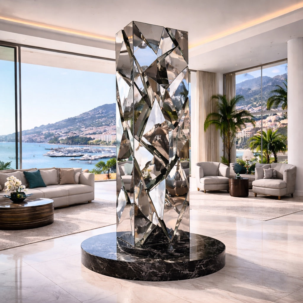 OSO Stainless Steel Shattered Sculpture - Height: 72 inch (183 cm)