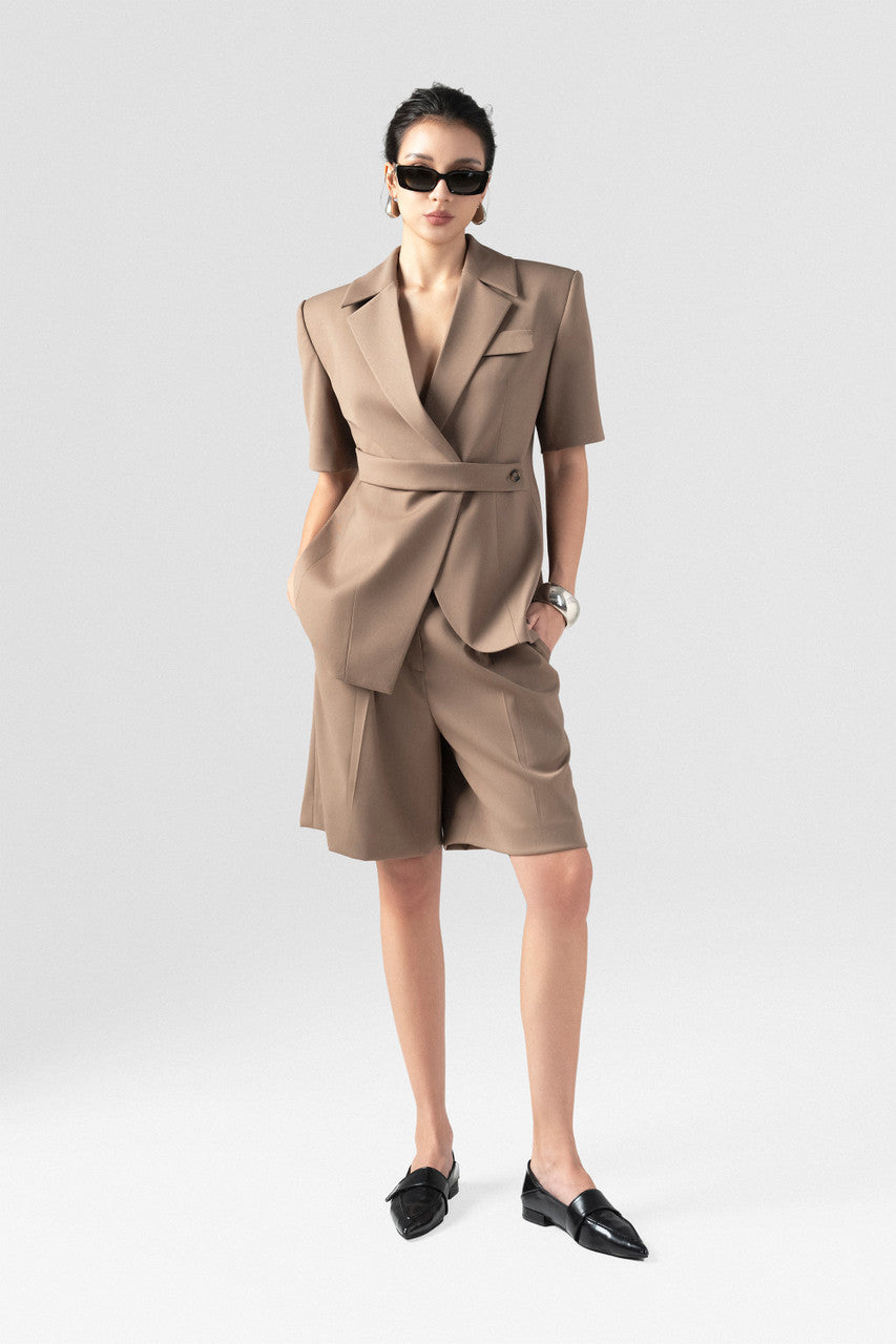 Tailored Short-Sleeve Blazer Short Menswear-Style Pants