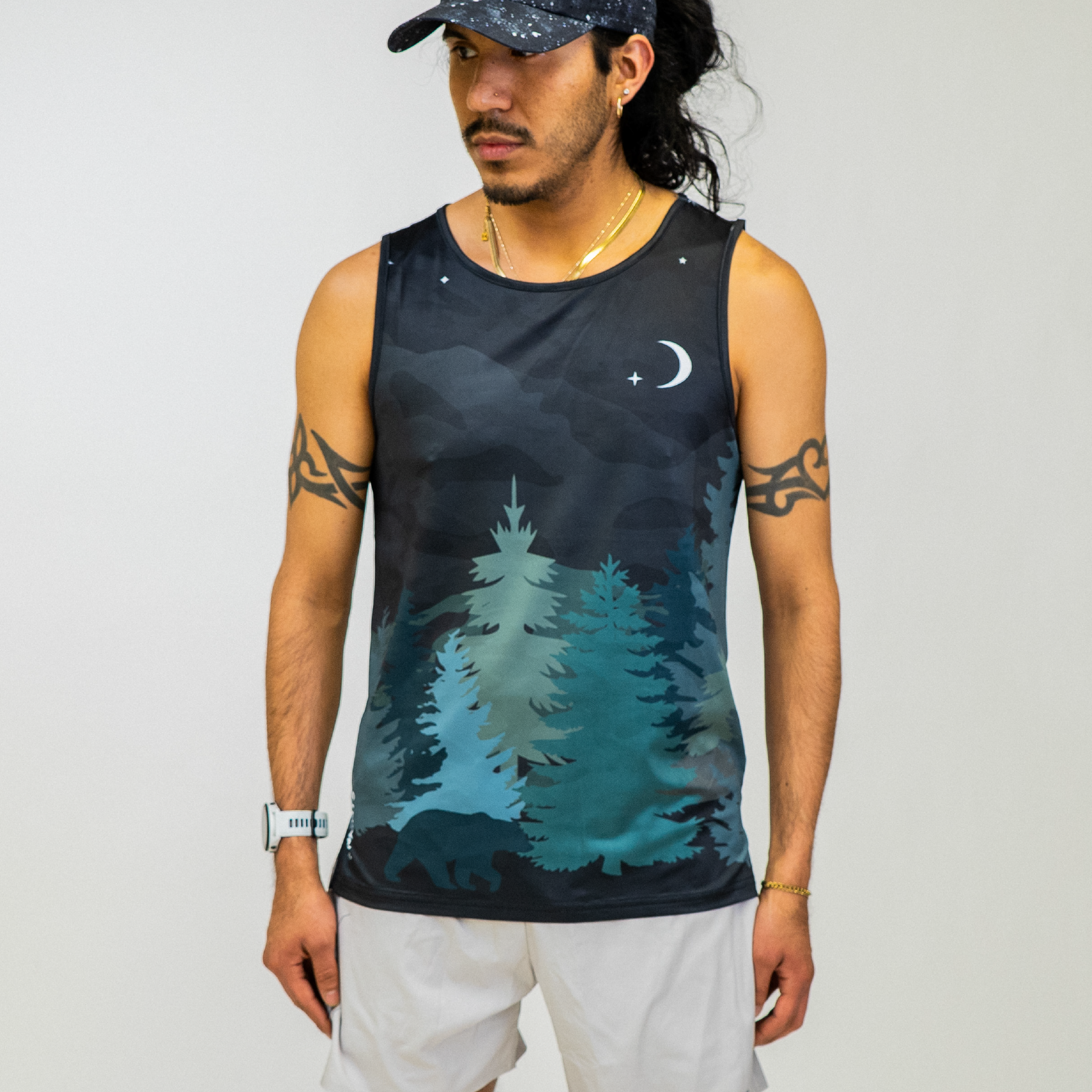Sprints Mens Running Tank - Nightfall Grizzly
