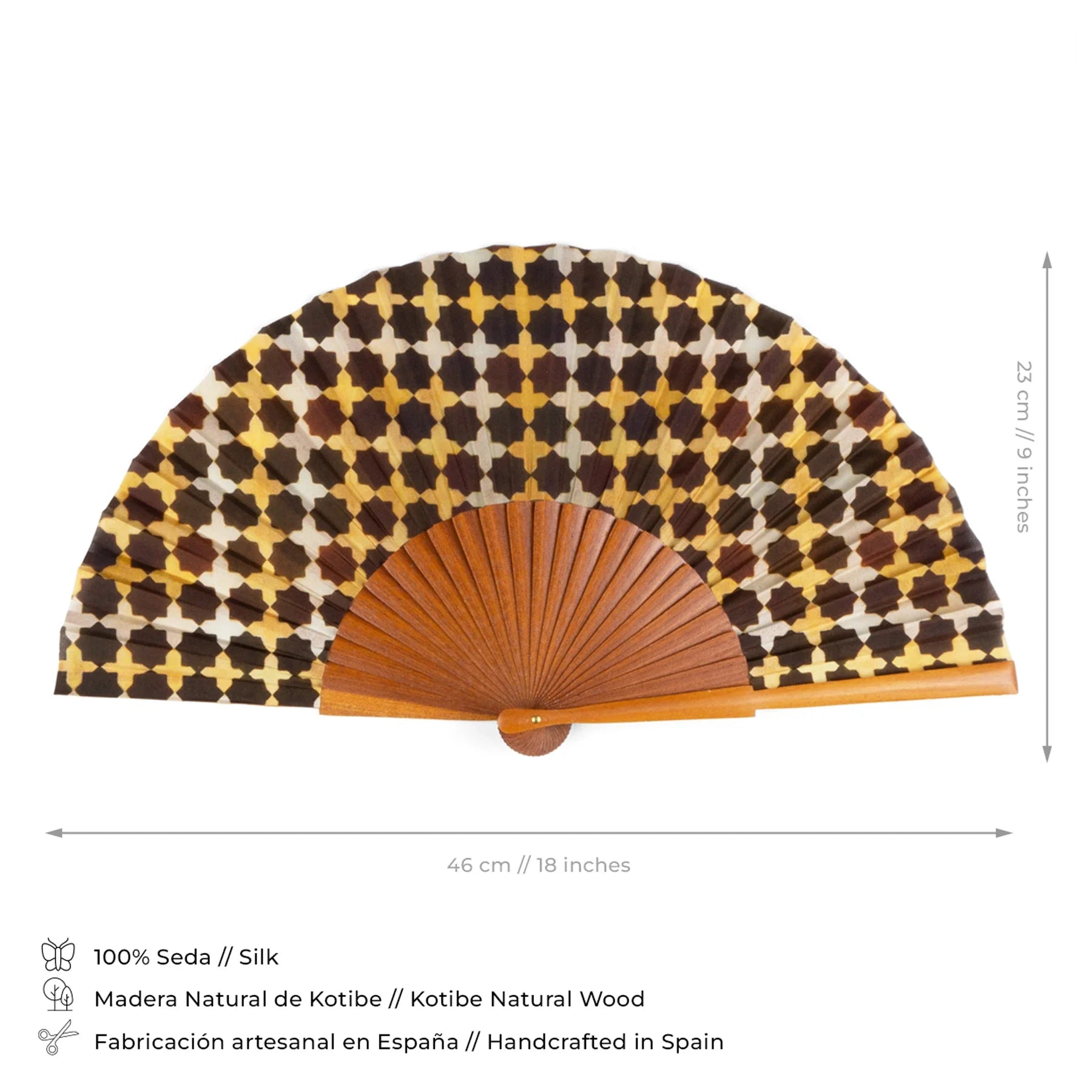 Brown silk hand fan Andalus