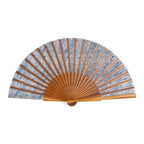 Handcrafted Silk Fan with Blue Ikat Pattern