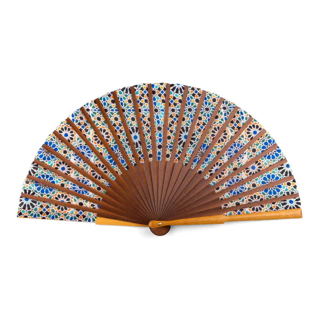 Islamic art inspired silk hand fan Isbilya