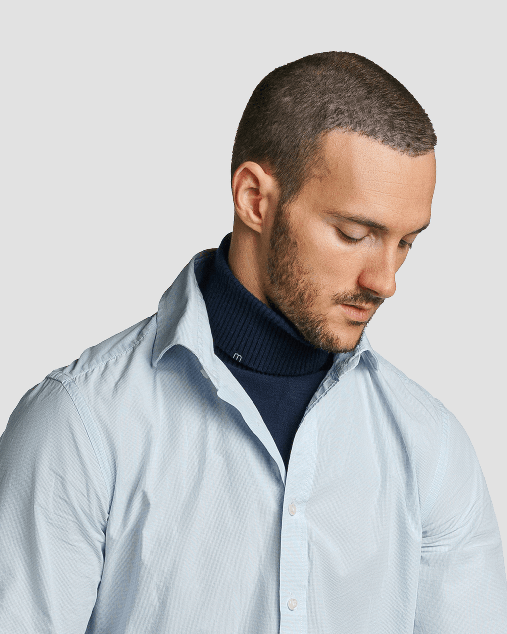 Jersey de cuello vuelto minimo azul hombre