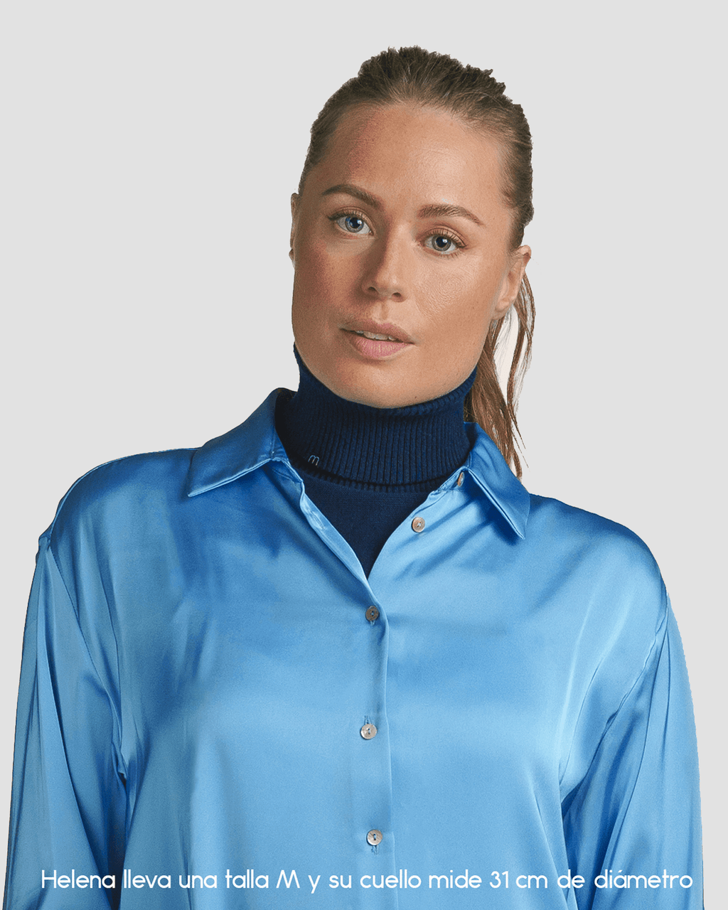 Jersey de cuello vuelto minimo azul mujer