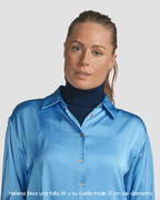 Jersey de cuello vuelto minimo azul mujer