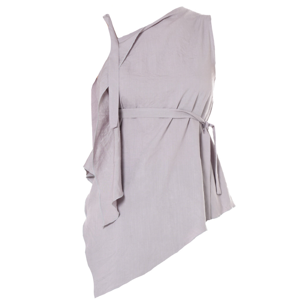 Lilac Sleeveless Asymmetric Top with Waist Tie