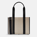 Medium Structured Tote - Jute/Leather - Black