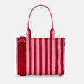 Medium Structured Tote - Pink/Red Stripe