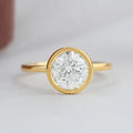 Round Lab Diamond Bezel Solitaire Engagement Ring