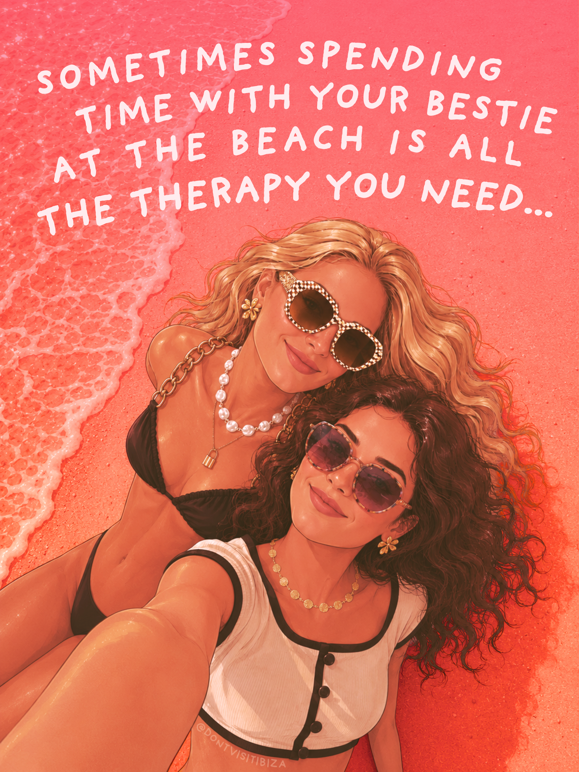 @dontvisitibiza — Sometimes spending time with your bestie at the beach is all the therapy you need.