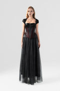 Goddess Sparkling Sequin Corset Maxi Dress