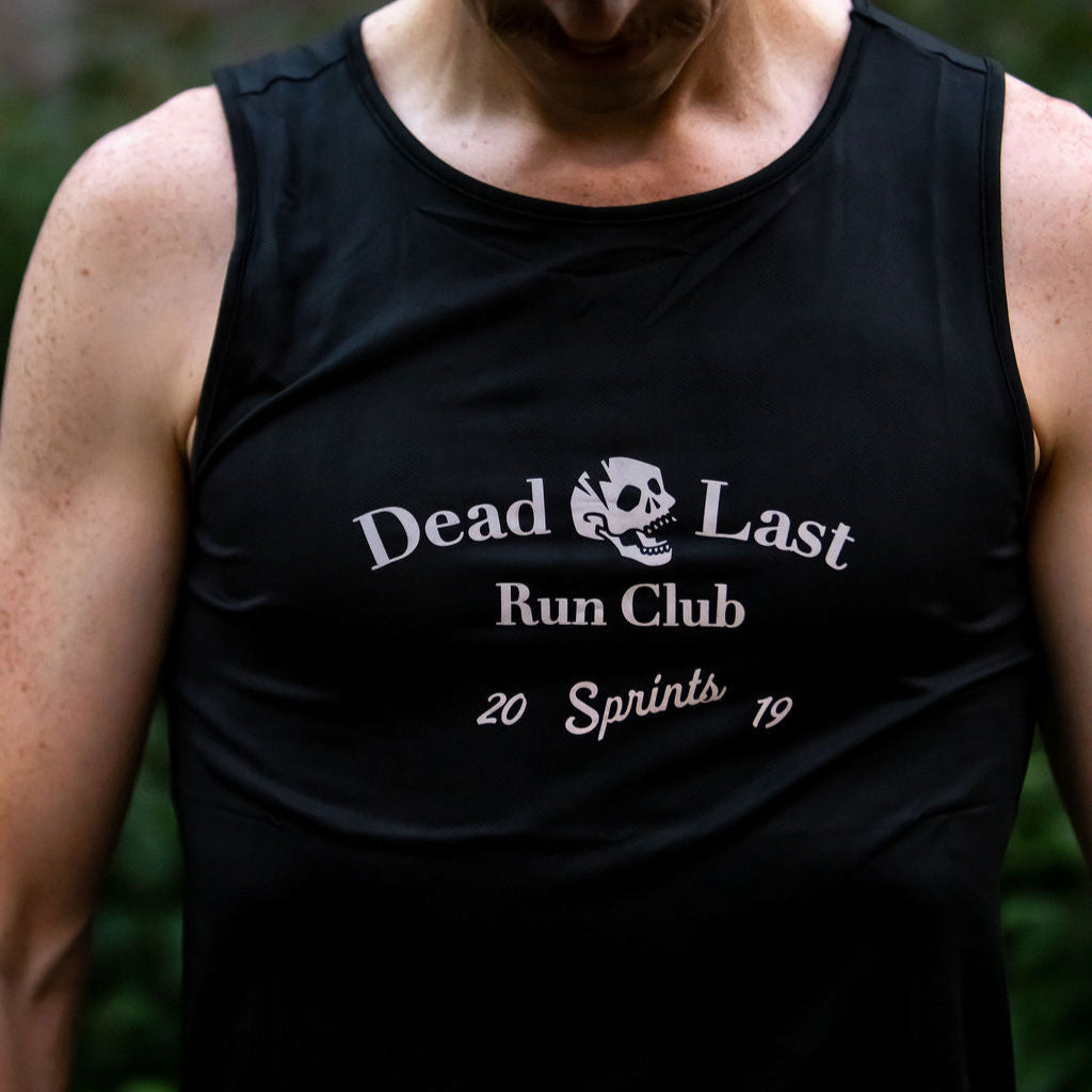 Sprints Mens Running Tank - Dead Last Run Club Flash Reflective