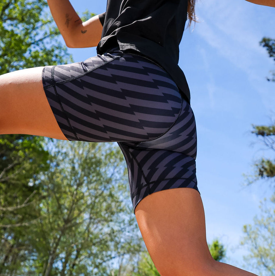 Sprints Womens Flexion 5" Compression Short - Velocity Blitz Black