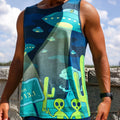 Sprints Mens Running Tank - Uninvited Alien Antics
