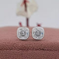 Square Old Mine Cushion Diamond Bezel Stud Earrings