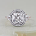 Square Old Mine Cushion Lab Diamond Halo Engagement Ring