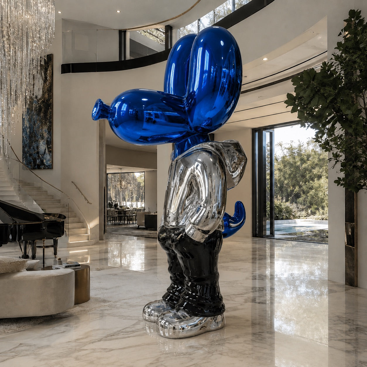 ArtZ® Stainless Steel Mr Cool Balloon Dog Sculpture - Height: 36 inch (91 cm)
