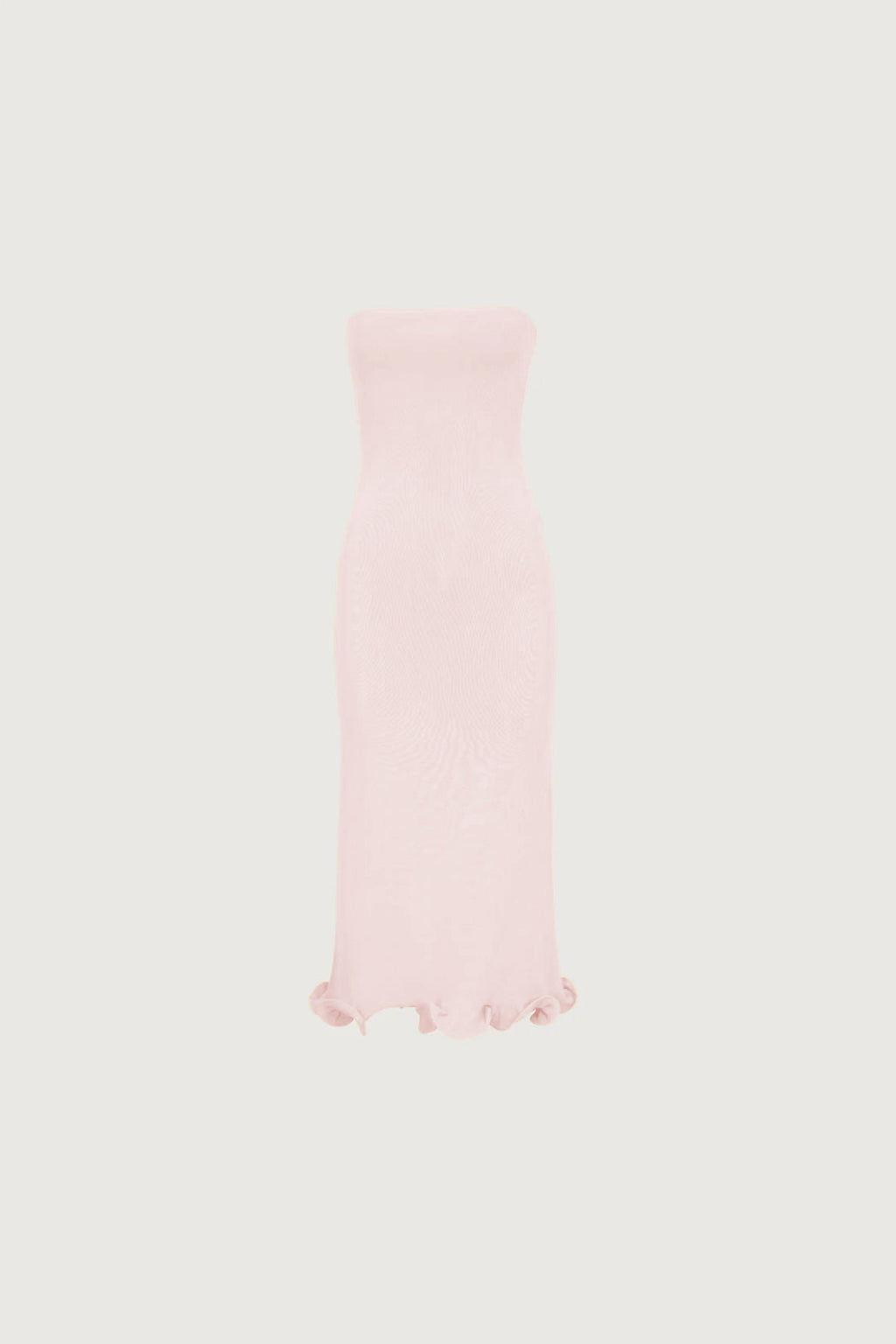 Ruffle Hem Strapless Dress (Pale Pink)