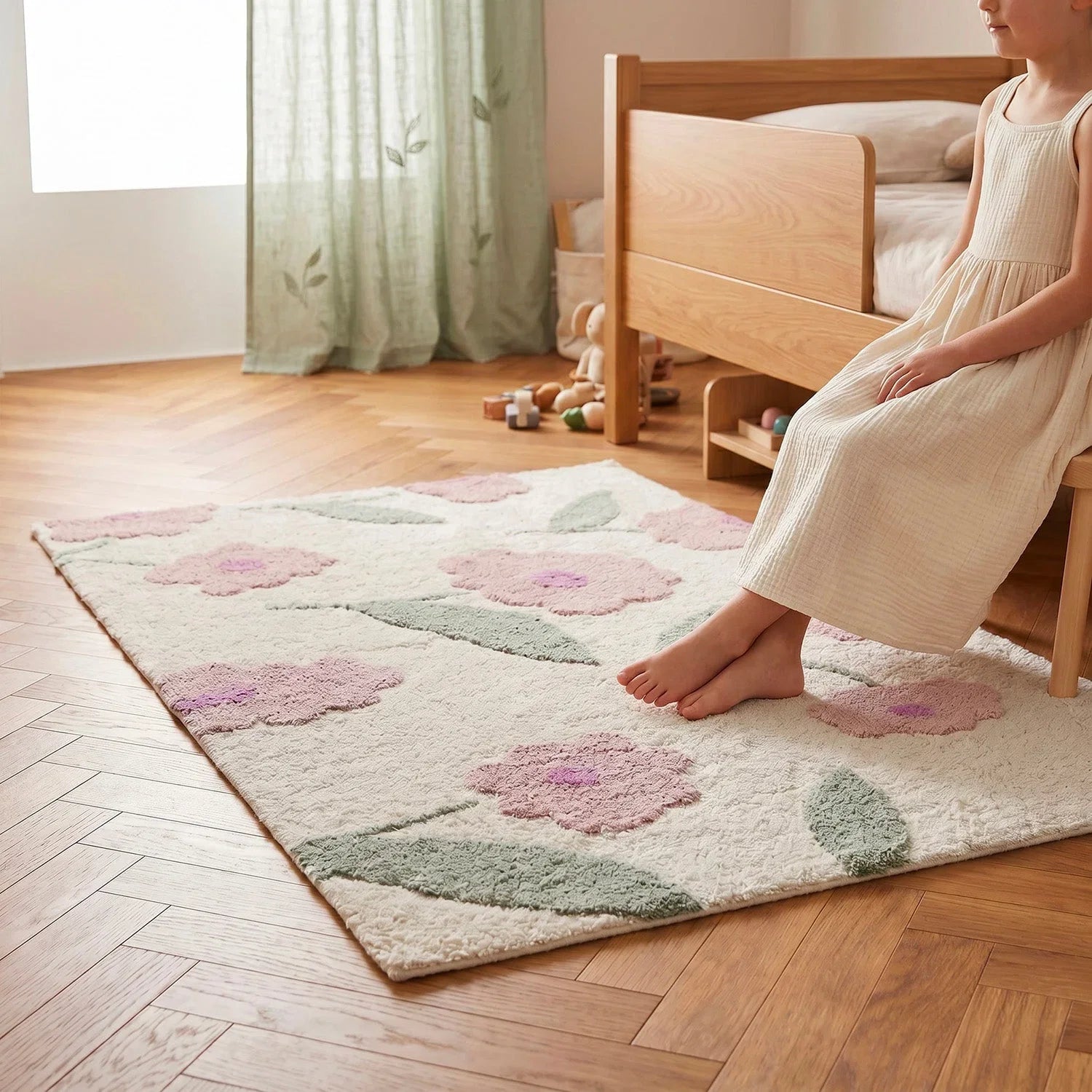 Alfombra Infantil lavable | SUNNY FLOWERS ROSA