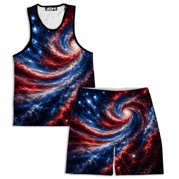 Star Spangled Spiral Men's Tank and Shorts Combo