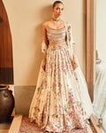 Azra Ivory Lehenga Set With Multi Coloured Embroidery By KYNAH, Luxury Indian Fashion & Bridal Wear