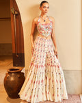 Azra Ivory High Waist Sharara Paired With A Corset Top By KYNAH, Luxury Indian Fashion & Bridal Wear