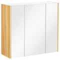 Wall Hung Medicine Cabinet with 3 Mirrored Doors & 4 Adjustable Shelves for Bathroom, White