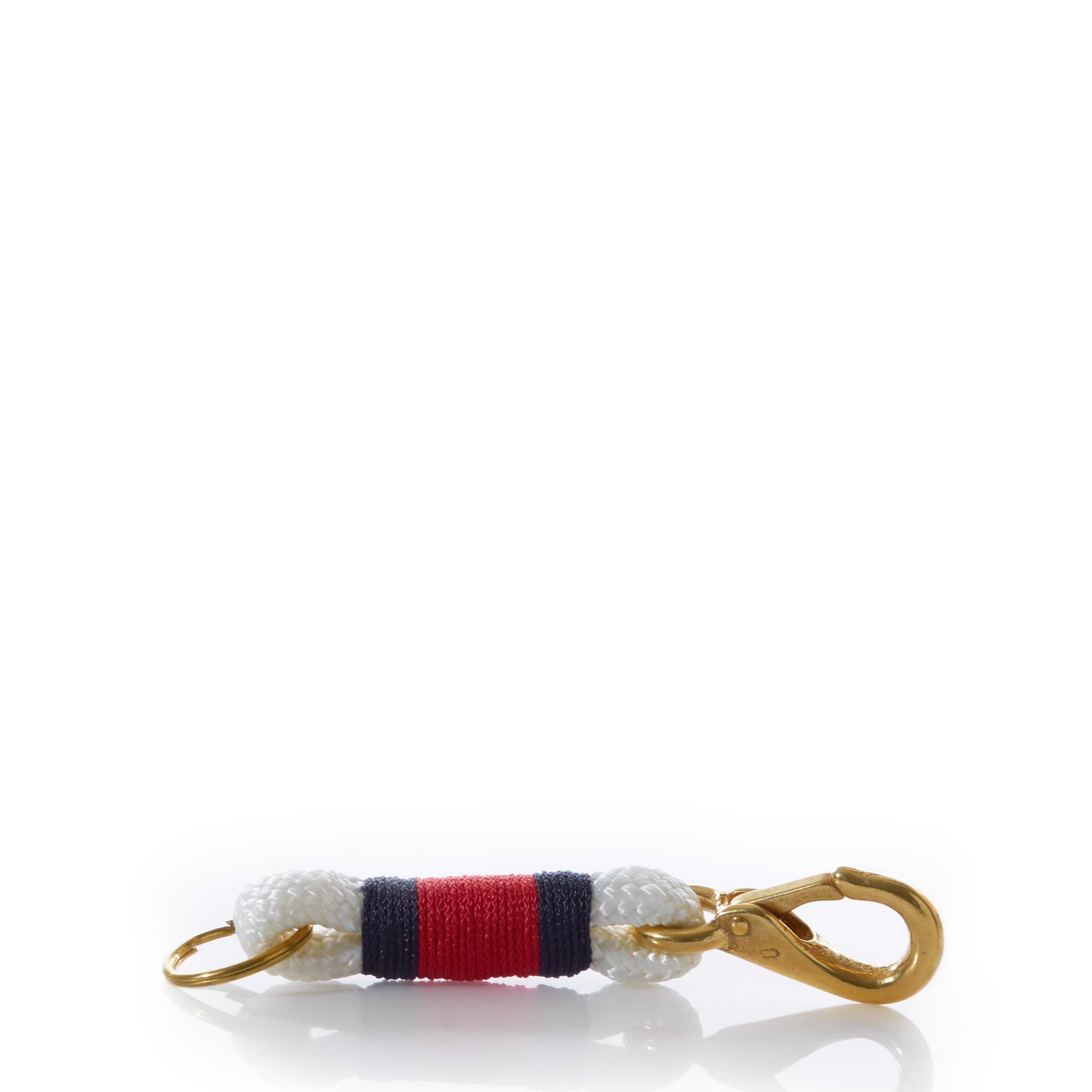 Fisherman's Rope Keychain-White/Red Handmade in Maine from Recycled Sails