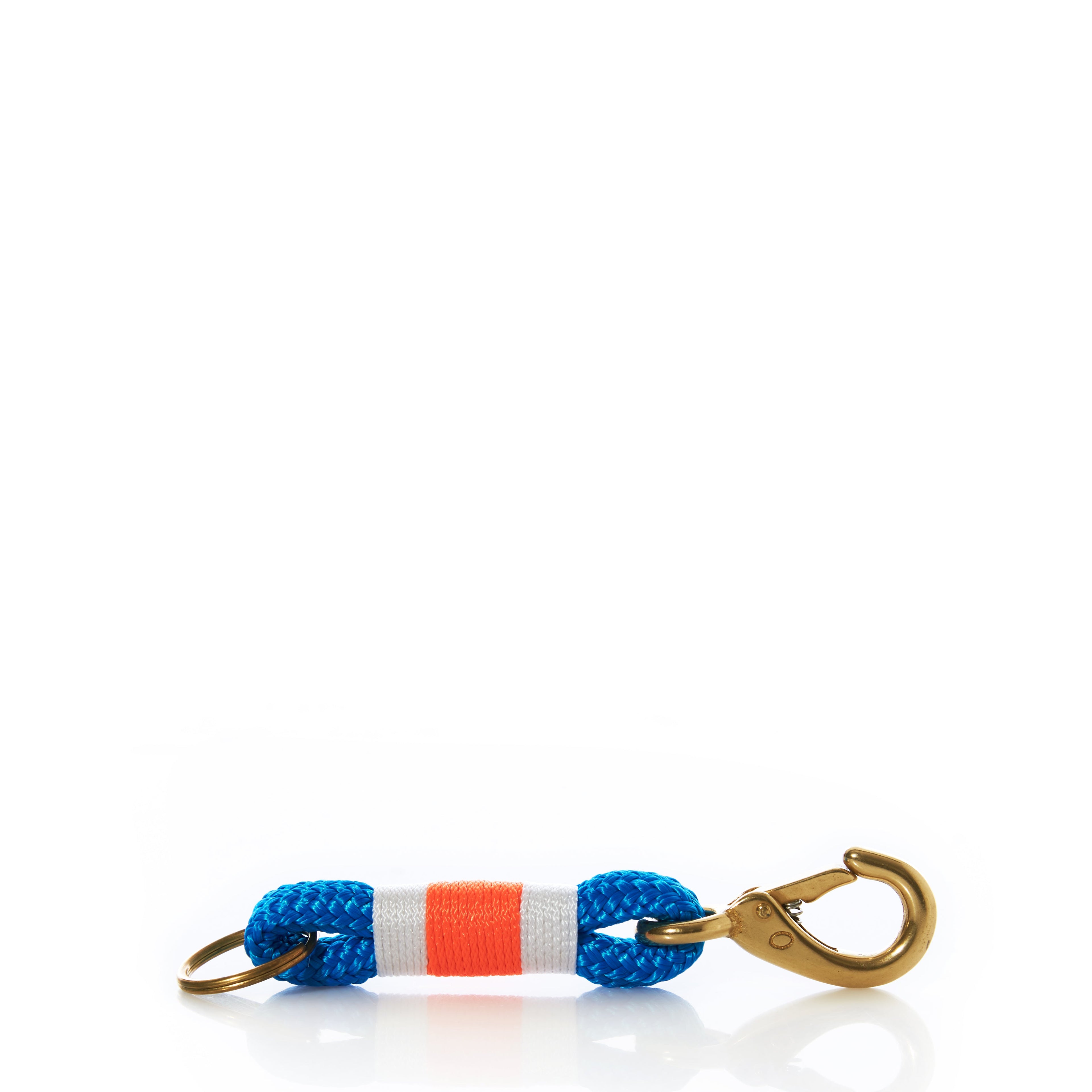 Fisherman's Rope Keychain-Blue/Orange Handmade in Maine from Recycled Sails