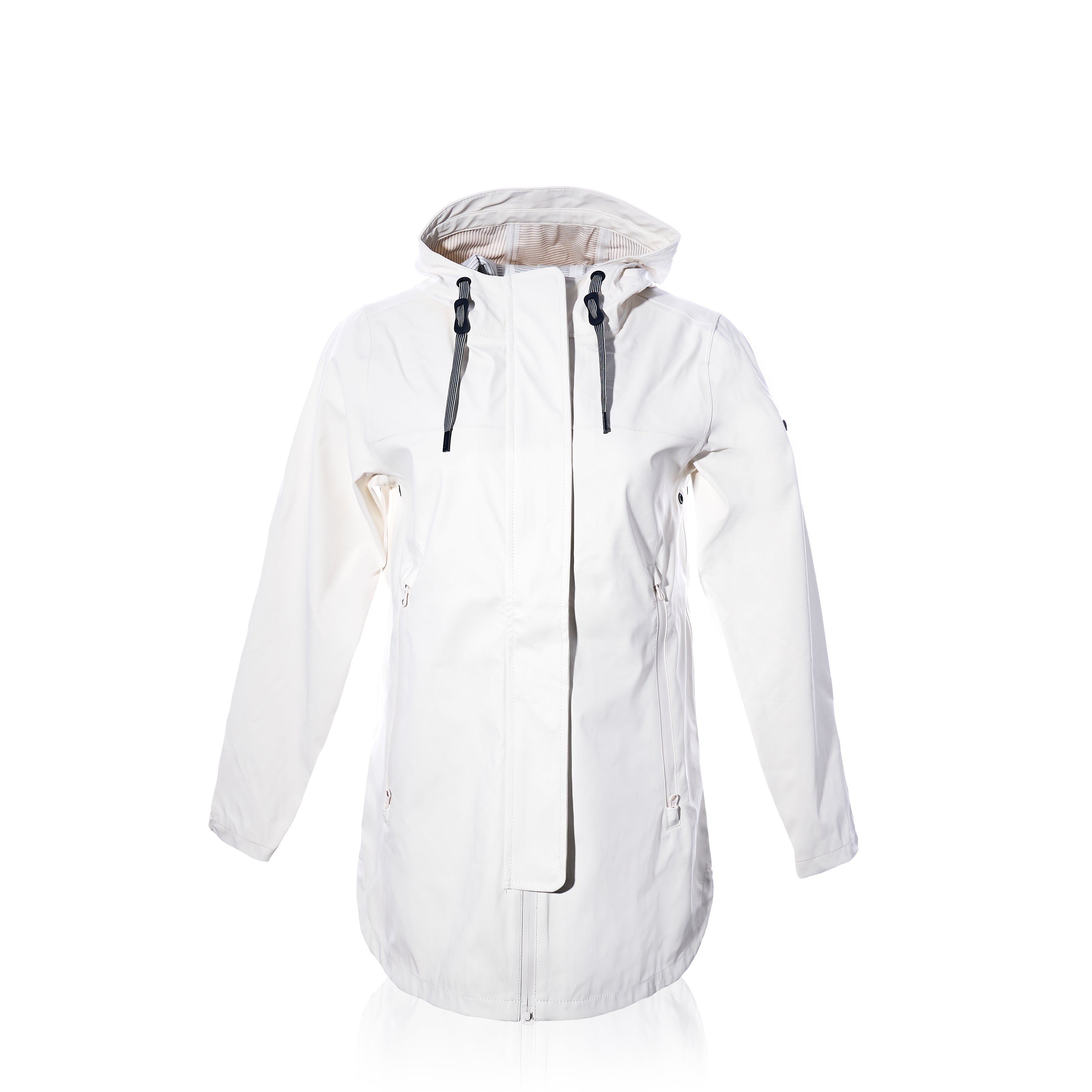 Harborside Waterproof Raincoat - White Handmade in Maine from Recycled Sails