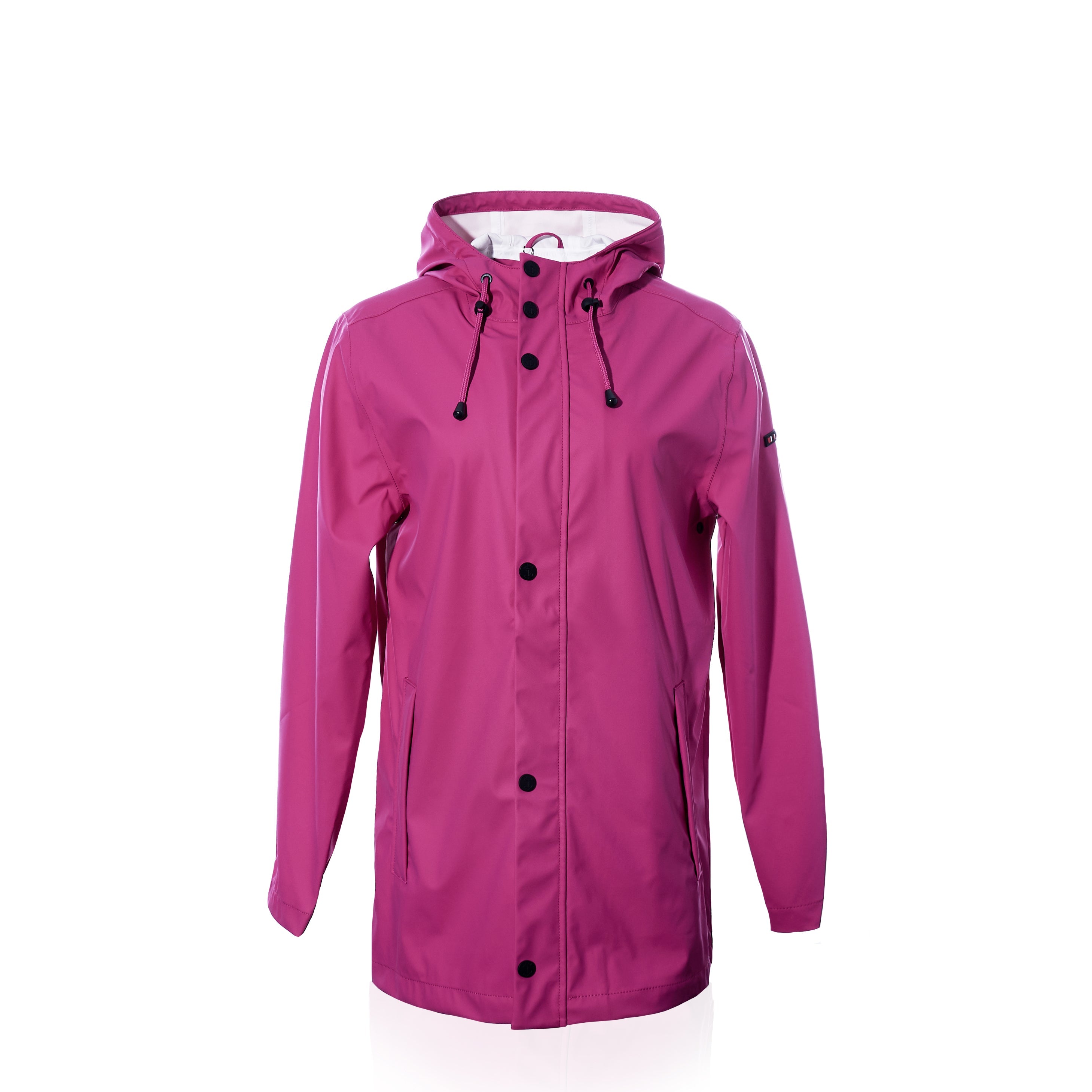 Harborside Waterproof Raincoat - Fuchsia Handmade in Maine from Recycled Sails