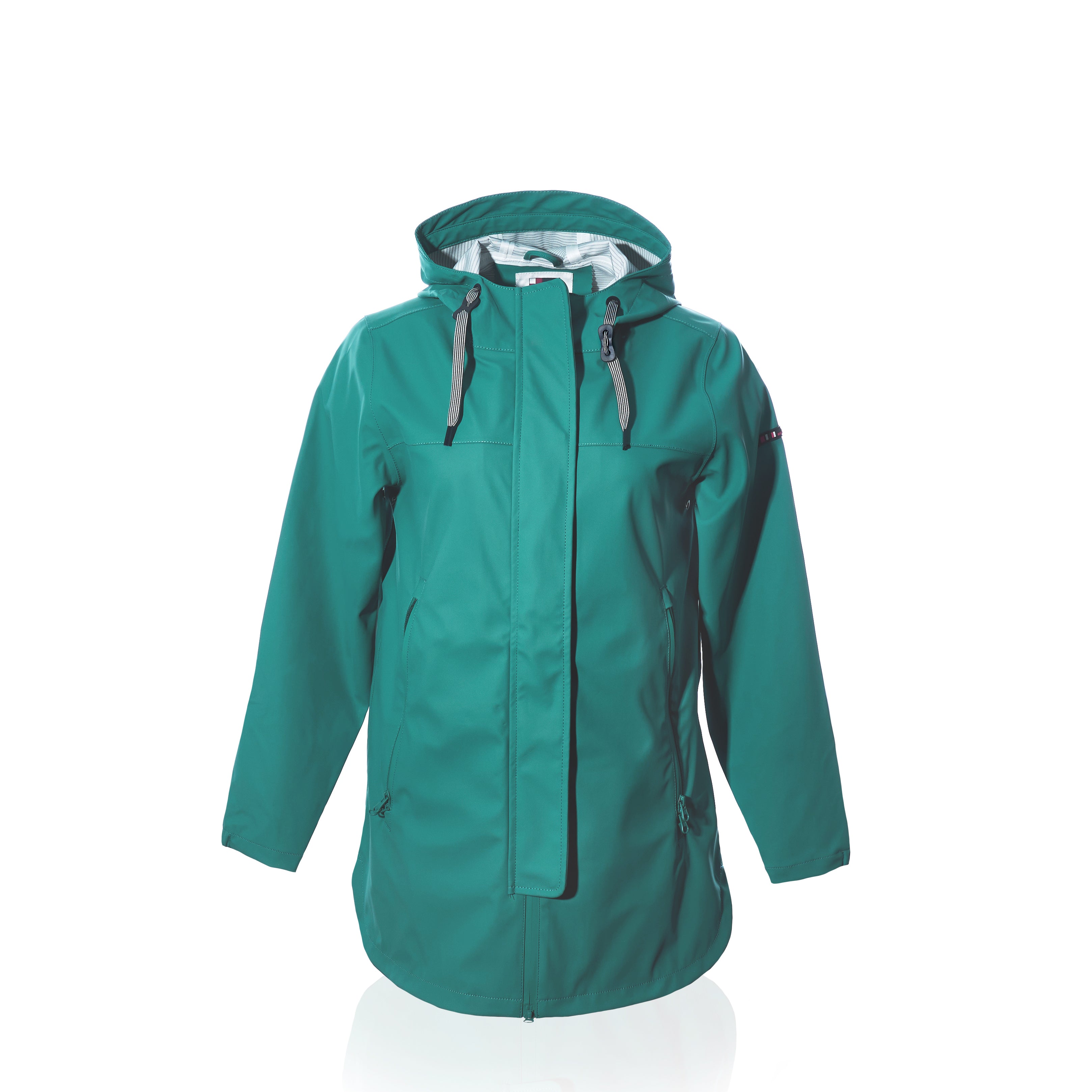 Harborside Waterproof Raincoat - Teal Handmade in Maine from Recycled Sails