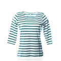 3/4 Sleeve Boatneck Top - Teal/Cream Handmade in Maine from Recycled Sails